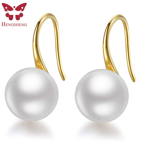 White 8-9mm Cultured Freshwater Pearl Earrings For Women, 925 Sterling Silver Freshwater Cultured Pearl Drop Dangle Hook Earring ► Photo 1/5