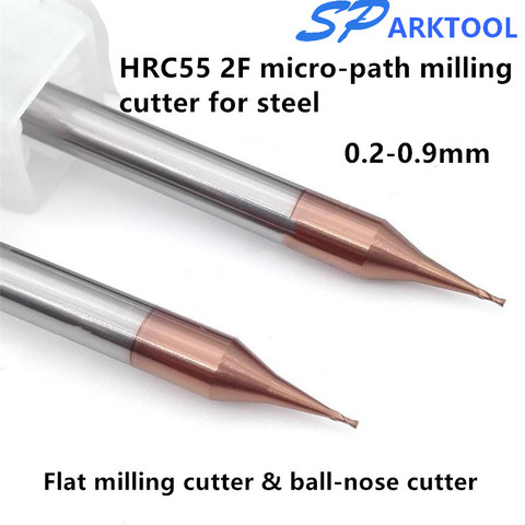 Micro Flat End Mill 2 Flute 0.2-0.9mm 4mm Shank Tungsten Carbide CNC Router Bit TiCN Coated Mini Milling Cutter ► Photo 1/6