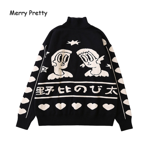 MERRY PRETTY Women's Cartoon Embroidery Knitted Sweaters And Pullovers Winter Thick Girls Knit Jumpe Harajuku Sweater Jacquard ► Photo 1/6