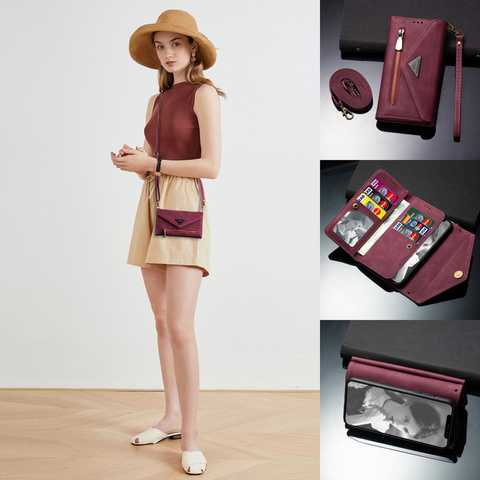 Messenger Bag W/Two Ropes Multifunction Wallet Case For Huawei P40 P30 P20 Pro/Lite Mate 10/20 Pro/Lite Case Cover ► Photo 1/6