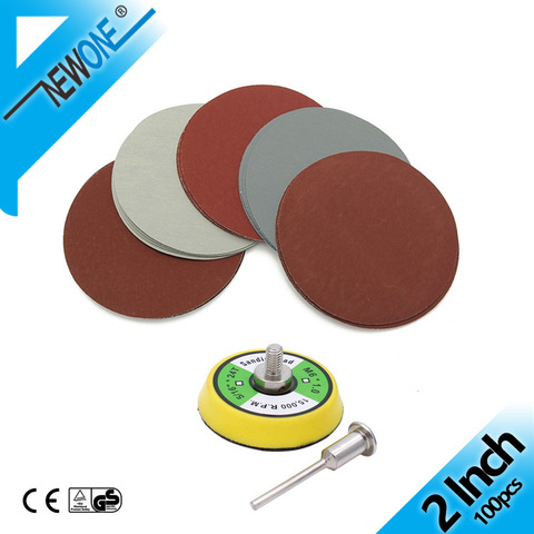 100pcs 2 inch 50mm Mix Sanding Sandpaper in Abrasive tool with 3mm Shank sanding Back-up Pad ► Photo 1/4