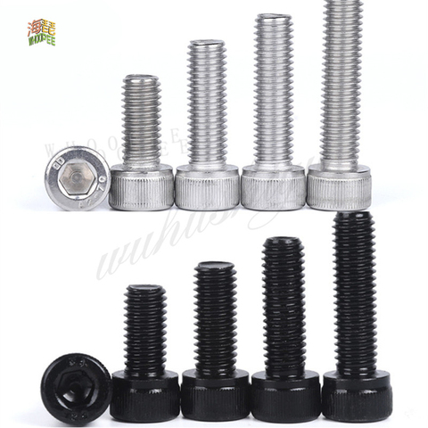 10pcs M3 M4 M5 M6 M8 304 A2 Stainless Steel Black grade 12.9 steel DIN912 Hexagon Hex Socket Head Cap Allen Bolt Screw L=4-60mm ► Photo 1/2