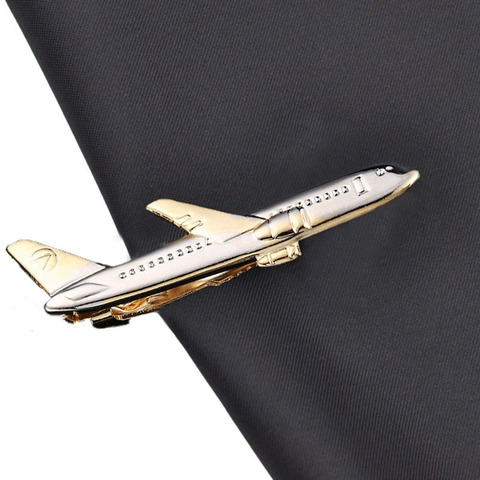 Airplane Shape Men Tie Clip Pilot Business Men Necktie Clip High Quality Cufflinks Tie Clasp Men Suits Wedding Gift ► Photo 1/6