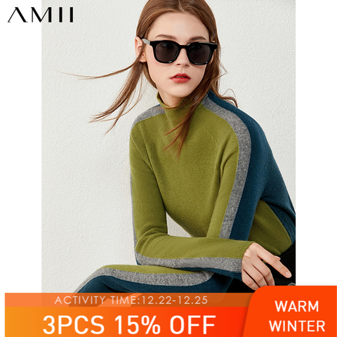 Amii Minimalism Winter Sweaters For Women Fashion Cashmere&wool Women's Turtleneck Sweater Causal Female Pullover Tops 12040855 ► Photo 1/5