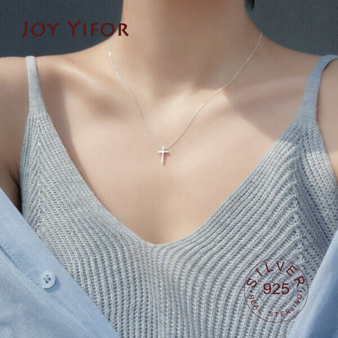 925 Sterling Silver Zircon Necklace Shining cross Choker Necklace For Party Female Elegant Fashion Jewelry 2022 ► Photo 1/5