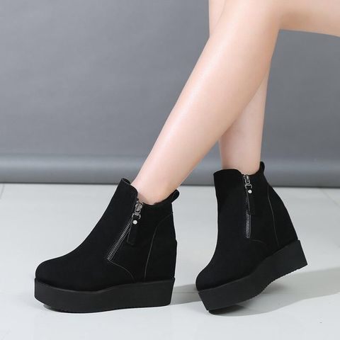 Women Boots Faux Suede Leather Wedge Platform Boots Hidden Heel Shoes High Top Casual Shoes for Woman Ankle Boot C415 ► Photo 1/6