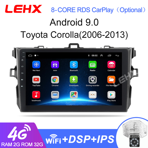 LEHX 2Din android 9.0 Car Radio reproductor Multimedia para Toyota Corolla E140/150/2006-2013, 2 din ► Photo 1/6