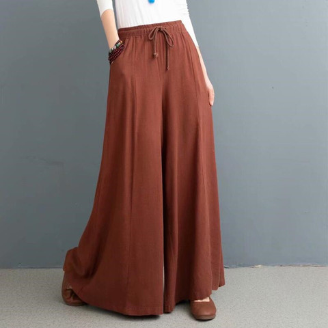 2022 Women Summer Casual Loose Wide Leg Pants Large Size Womens Elegant Fashion Trousers Female New Palazzo Pants M-5XL 6XL 7XL ► Photo 1/4