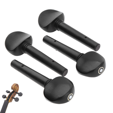 4pcs/lot 3/4 & 4/4 Black Ebony Wood Violin Tuning Pegs Inlay Shell with Open Holes Highly Effective in Pitch  Tuning ► Photo 1/6