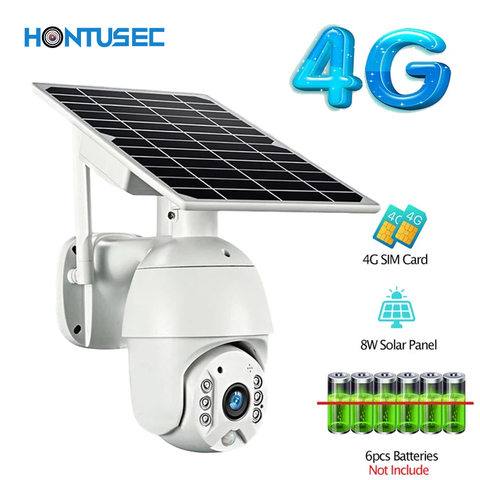 HONTUSEC 1080P HD 4G Low Power Solar Camera PTZ Night Vision Two Way Audio Solar Panel Outdoor Monitoring Solar Power IP Camera ► Photo 1/6