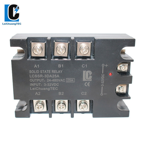 Three-phase Solid State Relay SSR 10A-120A DC Control AC SSR, 3-32VDC to 24-280VAC ► Photo 1/6