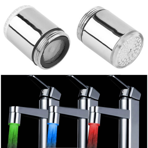 3 Color/Single Color LED Light Change Faucet Shower Water Tap Temperature Sensor No Battery Water Faucet Glow Shower Left Screw ► Photo 1/6
