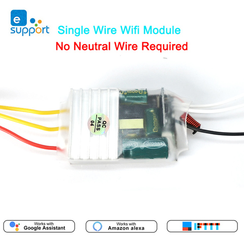Single Live Wire wifi Module 1/2/3gang RF433mhz Switch No Neutral Wire Required MINI DIY Switch Voice control by Alexa ► Photo 1/6