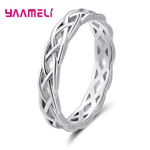 Simple Concise Style Women Men Unisex Stackable Ring Original 925 Sterling Silver Hollow Twisted Daily Dating Appointment Bague ► Photo 1/5