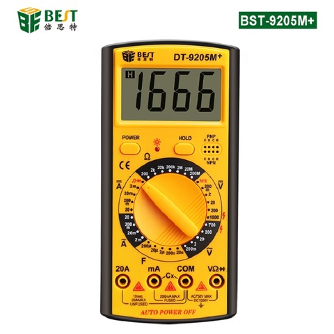 DT9205M+ Digital LCD Multimeter with protect cover Electrical Meter AC DC Ohm Voltmeter Ohmmeter Ammeter datahold tester ► Photo 1/6