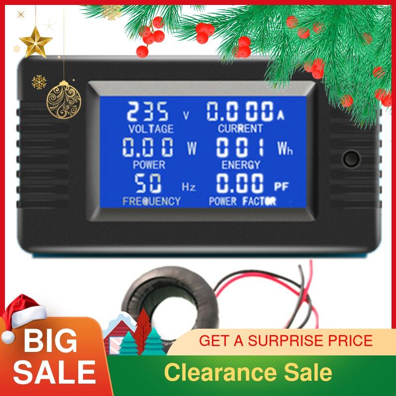 Peacefair 6in1 220V 100A AC Single Phase Digital Panel Amp Volt Current Meter Watt Kwh Power Factor Energy Meter With Coil CT ► Photo 1/6