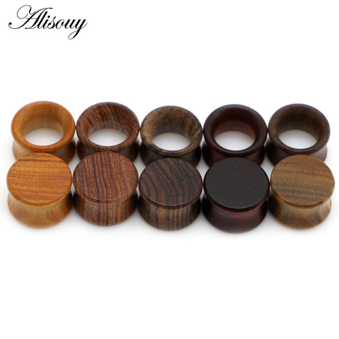 Alisouy 2PC 8-25mm Plugs and Tunnels Ear Tunnel Ear Stretcher Wood Expander Men Ear Piercing Body Piercing Tunnels Gauge ► Photo 1/6