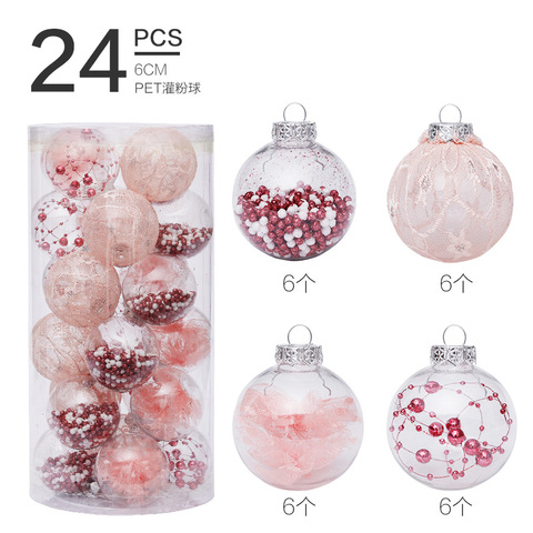 6-12-24-30PCS 6CM Christmas Ornament Gold Pink Blue Christmas Tree Decroations Balls Rose Gold Red Xmas Balls Home Decor Balls ► Photo 1/6