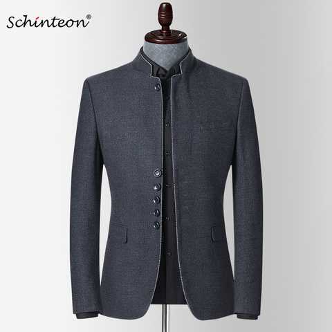 Schinteon Men New Spring Blazer Jacket Stand Collar Slim Fit Outwear Smart Casual High Quality Chinese Tunic Suit ► Photo 1/6