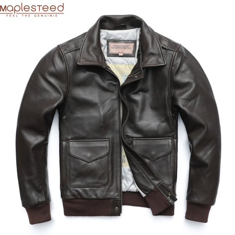 Flight A2 Men Leather Jacket Quilted 100% Soft Sheepskin Jacket Men Pilot Bomber Leather Coat Male Leather Clothing Winter M234 ► Photo 1/5