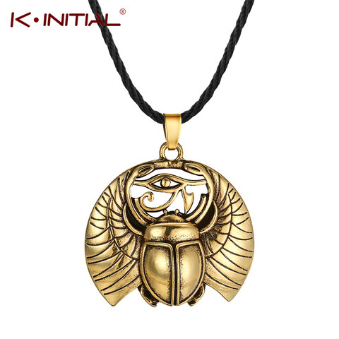 Kinitial Vintage Eye of Horus Egypt Protection Pendant Abalone Shell Bug Wildlife Necklace Scarab Woodland Animal Charm Jewelry ► Photo 1/6