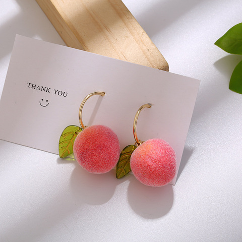 Fashion New Simulation Peach Drop Earrings Girl Cute Romantic Sweet Pink Peach Leaves Tassel Earrings Simple Party Jewelry Gift ► Photo 1/6