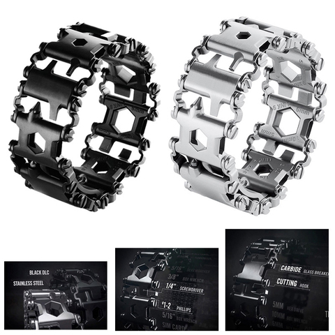 EDC 29 In 1 Multi-function Tread Bracelet Tool Wearable Strap Screwdriver Outdoor Survival Emergency Kit Multi Wtach Chain ► Photo 1/1