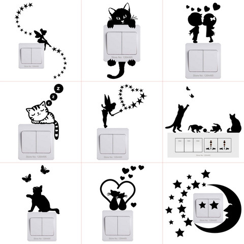 Light Switch Sticker Kids Baby Nursery Room DIY Wall Decoration Cat Dog Fairy Moon Stars Decal for Children Bedroom Home Decor ► Photo 1/6