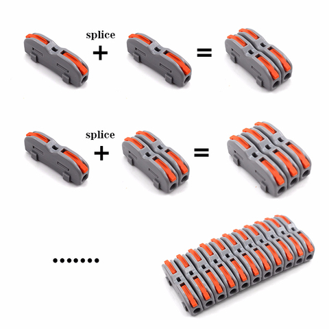 Wire Connector 222-412 2 Pin Splicing Terminal Blocks Led Strip Lighting Electric Quick Connectors Mini Conductor Rail Conector ► Photo 1/6