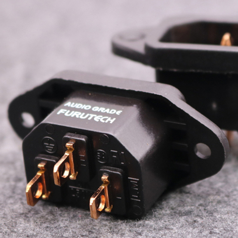 4pcs T1  HIFI audio Brass Rhodium plated IEC inlet Power 3-pin plug socket AC 250V 10A IEC Female socket ► Photo 1/5