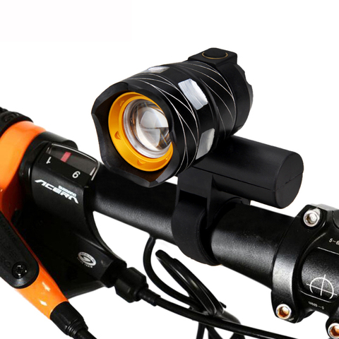 Zoomable T6 LED Bicycle Light Bike Front Lamp Torch Headlight with USB Rechargeable Built-in Battery ► Photo 1/6