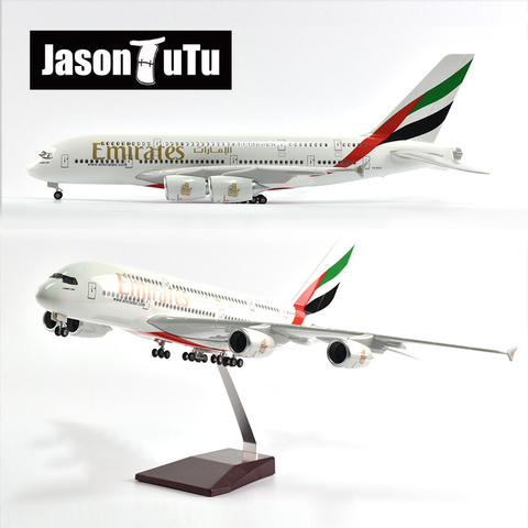 JASON TUTU 46cm United Arab Emirates Airbus A380 Aircraft Airplane Model 1/160 Scale Diecast Resin Light and Wheel Plane Gift ► Photo 1/6