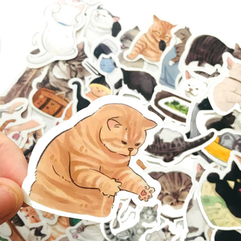 10/54 Pcs Cute Cats Animal Graffiti Sticker Mixed Style Toys For Suitcase Laptop Bike Luggage Car Scooter Skateboard Sticker ► Photo 1/6