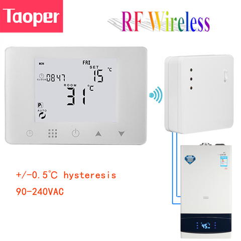 RF Wireless Room Thermostat for Wall-hung Gas Boiler Heating Smart Programmable Temperature Controller 230V 110V ► Photo 1/4
