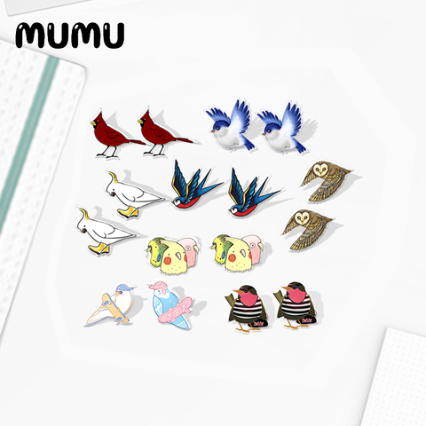 2022 New Robin Bird Stud Earring Cute Animal Acrylic Earring Handmade Earrings Epoxy Jewelry Gifts for Girl ► Photo 1/6