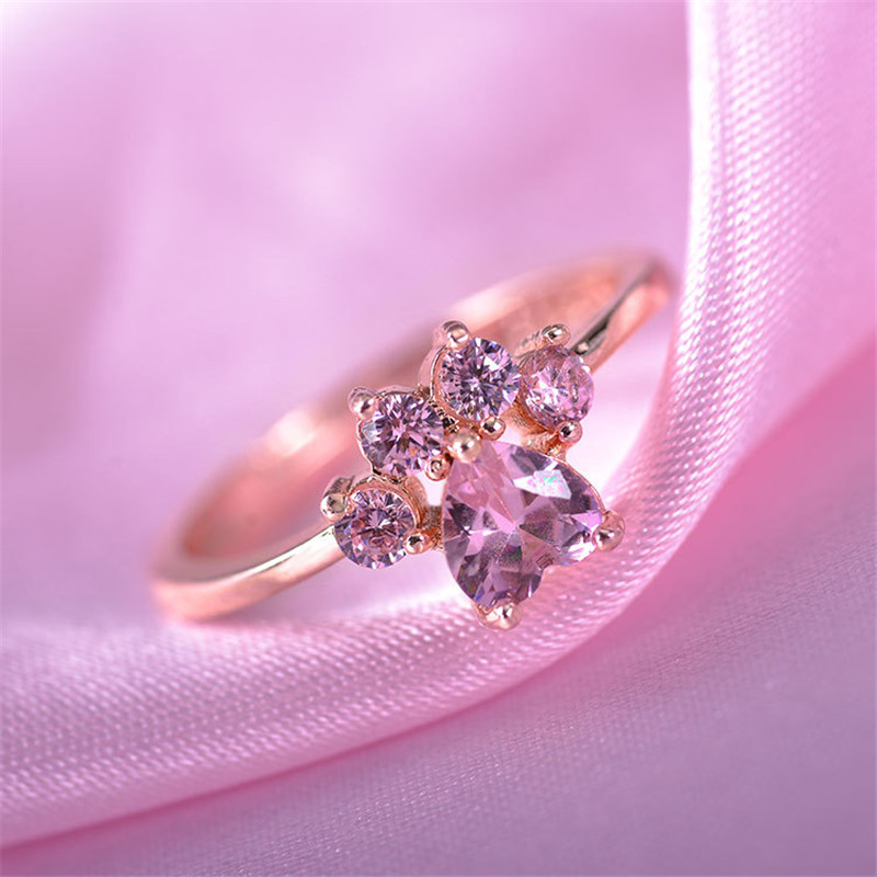 lokal spørge vedholdende Price history & Review on Cute Cartoon Cat's Paw Crystal Engagement Design  Hot Sale Rings For Women Pink Zircon Cubic Elegant Rings Female Wedding  Jewelry | AliExpress Seller - woozu Official Store 
