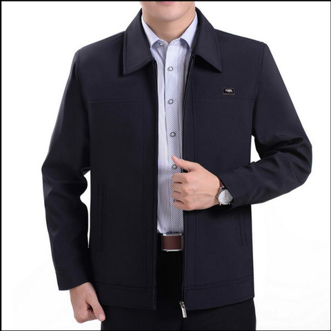 L-5XL Spring Autumn Men's Jackets Turn-down Collar Overcoat Middle-aged Man Casual Zipper Coats Male Jacket Plus Size Clothing ► Photo 1/6