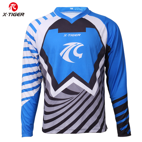 X-Tiger 100% Polyester Downhill Jerseys Motocross Racing Sports Wear MTB Bike Cycling Jerseys Long Sleeve Bicycle DH Shirt ► Photo 1/6