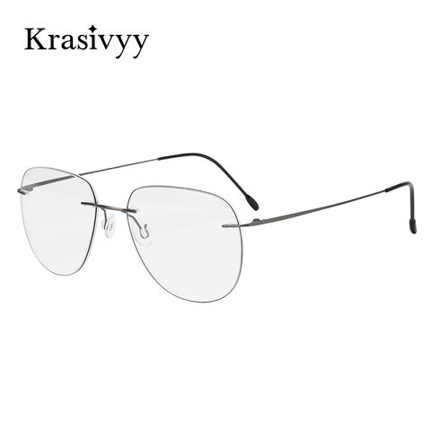 Krasivyy Rimless Glasses Frame Men Pilot Titanium Ultralight  Prescription Frameless Optical Eyeglasses Frames European Eyewear ► Photo 1/6