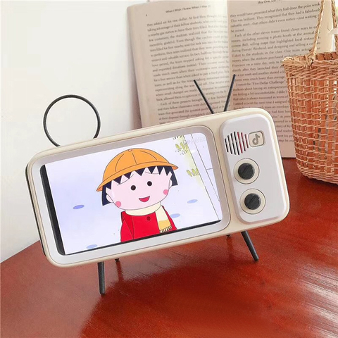 New Retro TV Mobile Phone Holder Stand For 4.7 to 5.5 inch Smartphone Bracket With Wireless Bluetooth Speaker Music Player Audio ► Photo 1/6