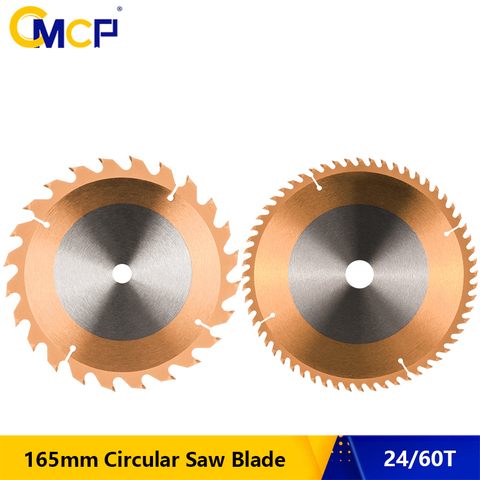 CMCP Wood Cutting Disc 165mm Saw Blade For Wood 24T 60T TCT Cutting Blade TiCN Coating Circular Saw Blade Cutting Disc ► Photo 1/6