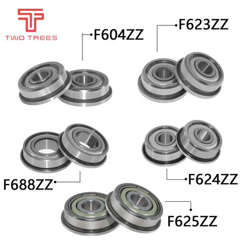 10pcs Flange Ball Bearings F604ZZ F623ZZ F624ZZ F625ZZ F688ZZ 3D Printers Parts Deep Groove Pulley Wheel Aluminium Part ► Photo 1/6