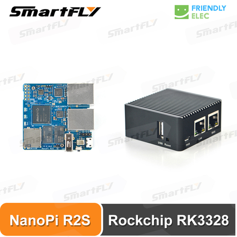 2022 New NanoPi R2S Rockchip RK3328 with CNC Metal Case Mini Router Dual Gigabit Port 1GB SBC OpenWrt System ► Photo 1/6