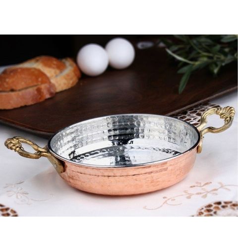 Sahan Pan Copper Skillet Traditional Turkish Egg Omelette Frying Cooking Cook Made Turkey Fryer Pot with Brass Handles Non-Stick ► Photo 1/6