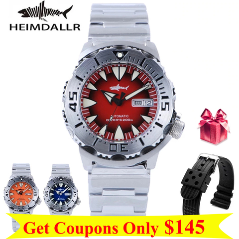 Heimdallr Monster Automatch Watch NH36A Men's Mechanical Watches 62MAS Diver Watch 200M Sapphire Glass Luminous Dial Black PVD ► Photo 1/6