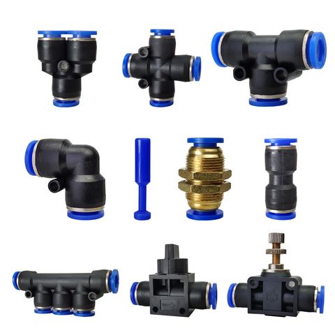 Pneumatic fitting PY/PU/PV/PE/HVFF/SA/PK pipe gas connectors direct thrust 4 to 12mm plastic hose quick couplings ► Photo 1/6