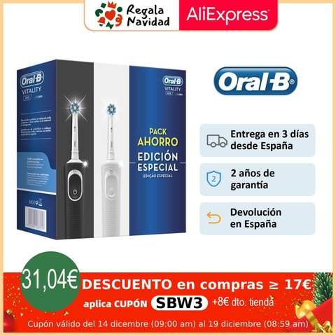 Oral B Vitality D100 CrossAction, white/black rechargeable electric toothbrush, 2D cleaning, head oscillates and rotates ► Photo 1/6