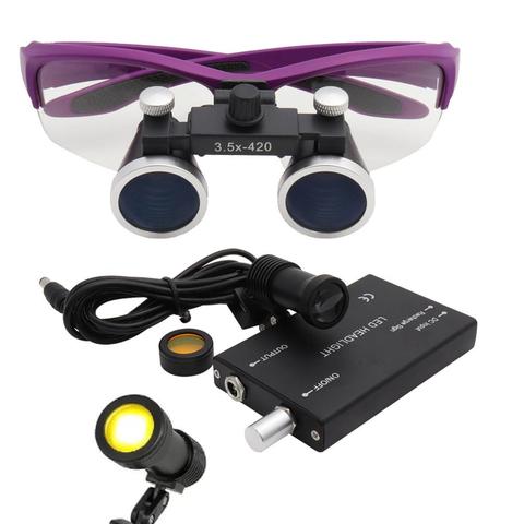 2.5X/3.5X Binocular Dental Loupes 5W LED Head Light w/ Filter Medical Glasses ► Photo 1/6