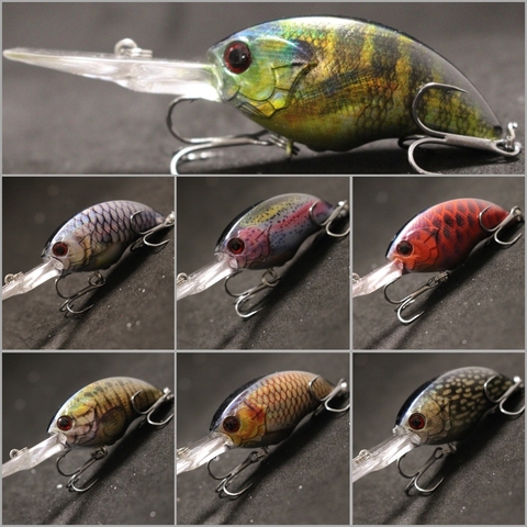 wLure 11g 8.5cm Deep Water Real Skin Painting Tight Floating Crankbait Cutting Blade Treble Hooks Fishing Lures HC733 ► Photo 1/6