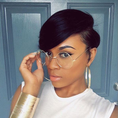 Lekker Pixie Cut Wig Colored Short Human Hair Wigs For Women Ombre Blonde Brazilian Lace Part Wig Bob Wigs With Bangs ► Photo 1/6